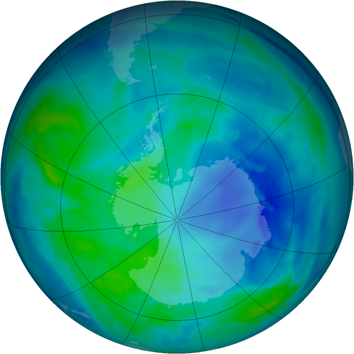 Antarctic ozone map for 18 April 2009